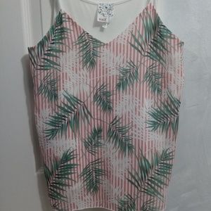 Pink Striped Palm Fronds Tank Top